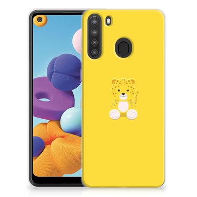 Samsung Galaxy A21 Telefoonhoesje met Naam Baby Leopard Samsung Galaxy A21 Telefoonhoesje met Naam Baby Leopard