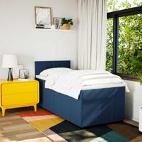Boxspring met matras stof blauw 90x200 cm - thumbnail