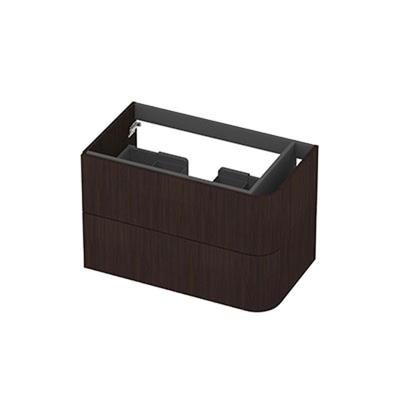 INK - Rechts Afgeronde Onderkast Fineer 2 Laden Softclose Tbv Grepen - 800x450x520 Mm - Dark Veneer