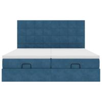 Ottoman bed met matrassen 160x200cm fluweel donkerblauw - thumbnail