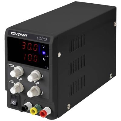 VOLTCRAFT ESP-3010 Labvoeding, regelbaar 0 - 30 V/DC 0 - 10 A 300 W Steekaansluiting 4 mm Smal model Aantal uitgangen: 1 x VOLTCRAFT ESP-3010 Labvoeding, regelbaar 0 - 30 V/DC 0 - 10 A 300 W Steekaansluiting 4 mm Smal model Aantal uitgangen: 1 x