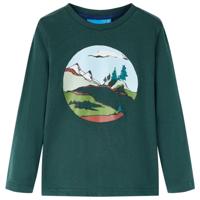 VidaXL Kindershirt met lange mouwen 116 donkergroen - thumbnail