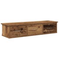 Wandkast 88x26x18,5 cm bewerkt hout oud houtkleurig - thumbnail