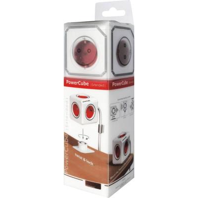 PowerCube Extended stekkerblok rood 5 stopcontacten 1,5M