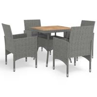 5-delige Tuinset poly rattan en acaciahout grijs - thumbnail