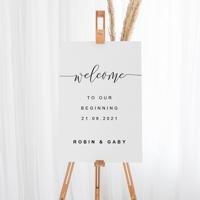Welkomstbord bruiloft our beginning - thumbnail