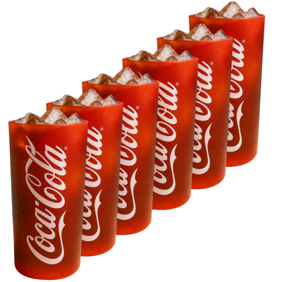 Coca Cola Glazen - Longdrinkglazen - Frisdrankglazen - Frozen - Rood 270 ml - 6 Stuks