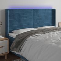Hoofdbord LED 183x16x118/128 cm fluweel donkerblauw - thumbnail