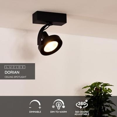 Lucide DORIAN - Plafondspot - Ø 11,7 cm - LED Dim to warm - GU10 (ES111) - 1x12W 2200K/3000K - Zwart