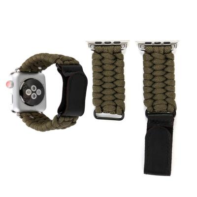 Magische plakken echt leder paraplu touw nylon polshorloge band met en RVS gesp voor Apple Watch serie 3 & 2 & 1 38mm (bruin) Magische plakken echt leder paraplu touw nylon polshorloge band met en RVS gesp voor Apple Watch serie 3 & 2 & 1 38mm (bruin)