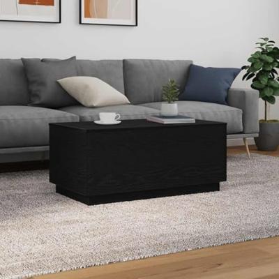 Salontafel met LED-verlichting 90x50x40 cm zwart eiken