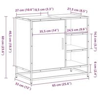 Wastafelkast 65x33x60 cm bewerkt hout gerookt eikenkleurig - thumbnail