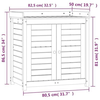 VidaXL Oppottafel met schappen 82,5x50x86,5 cm grenenhout bruin