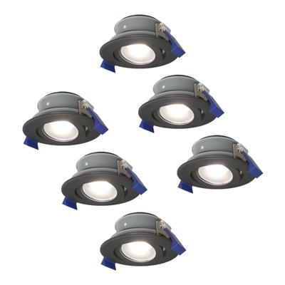 Set van 6 Lima LED inbouwspots - 4 Watt 345 Lumen - 6500K daglicht wit - GU10 - Dimbaar - Rond - Kantelbaar - IP65 Waterdicht - Zwart - Voor binnen, buiten en badkamer