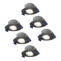 Set van 6 Lima LED inbouwspots - 4 Watt 345 Lumen - 6500K daglicht wit - GU10 - Dimbaar - Rond - Kantelbaar - IP65 Waterdicht - Zwart - Voor binnen, buiten en badkamer - thumbnail