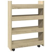 Opbergtrolley smal 4-laags bewerkt hout sonoma eikenkleurig - thumbnail