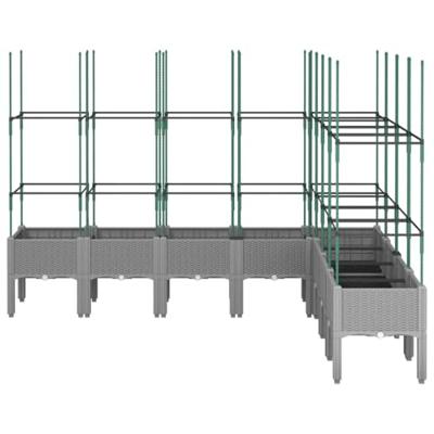 Plantenbak met latwerk 200x160x142,5 cm polypropeen lichtgrijs Plantenbak met latwerk 200x160x142,5 cm polypropeen lichtgrijs