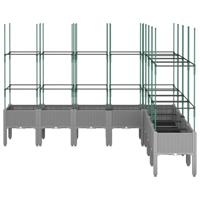 Plantenbak met latwerk 200x160x142,5 cm polypropeen lichtgrijs - thumbnail