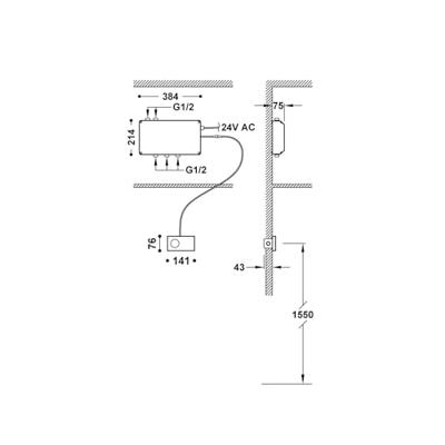 Douchethermostaat Tres Shower Technology 3-Weg Inbouw met Wandstraal Functie Wit Chrome Tres