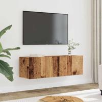 Tv-meubels 2 st wandgemonteerd 100x30x30 cm oud houtkleurig - thumbnail