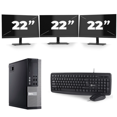 Dell Optiplex 980 SFF - Intel Core i5-1e Generatie - 8GB RAM - 256GB SSD - Windows 10 + 3x 22 inch Monitor