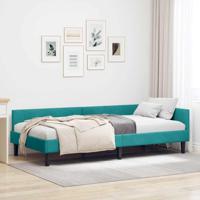 Hoekbedframe Turquoise 90 x 190 cm Velvet en Engineered hout - thumbnail