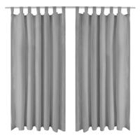 VidaXL Micro-satijnen gordijnen met lussen 140x225 cm grijs 2 st - thumbnail