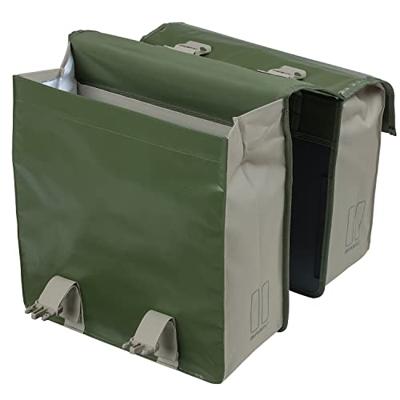 Basil urban load dubbele fietstas - waterdicht tarpaulin/polyester - groen/zand - 48-53l