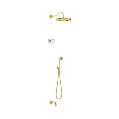 Regendouche set electronisch Tres Shower Technology Classic | Inbouw | Thermostaatkraan | 3-weg | Vintage | 24k Goud glans