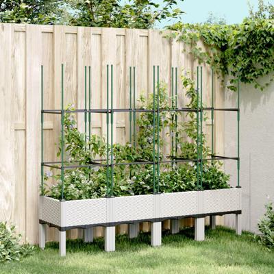 Plantenbak met latwerk 160x40x142,5 cm polypropeen wit Plantenbak met latwerk 160x40x142,5 cm polypropeen wit