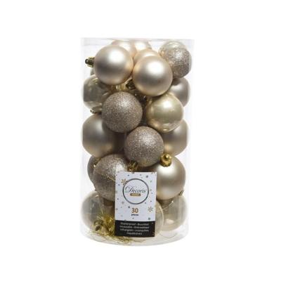 Decoris kerstballen set Plastic 30st Parel 4-5-6cm