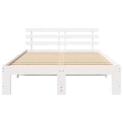Bedframe met hoofdeinde Wit 135 x 190 cm Massief grenenhout