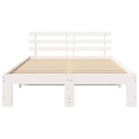 Bedframe met hoofdeinde Wit 135 x 190 cm Massief grenenhout - thumbnail