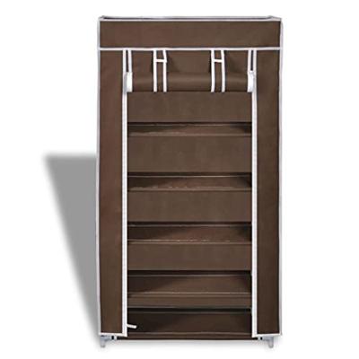 VidaXL Stoffen schoenenrek met hoes 58 x 28 x 106 cm bruin VidaXL Stoffen schoenenrek met hoes 58 x 28 x 106 cm bruin