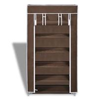 VidaXL Stoffen schoenenrek met hoes 58 x 28 x 106 cm bruin - thumbnail