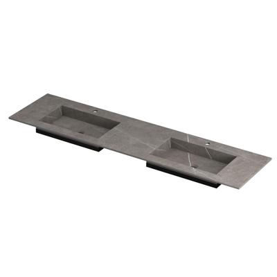 INK Post Wastafel Keramische Slab Envelop Bak Dubbel 2 Kraangaten - 1800x450x10 mm - Armani Grey Mat
