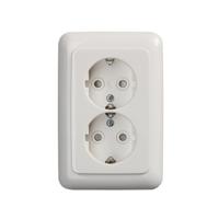 Busch-Jaeger wandcontactdoos 2-voudig met randaarde "Compact" inbouw wit 302EUJT214 - thumbnail