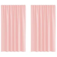 Gordijnen voile met roedezakken 2 st roze - thumbnail