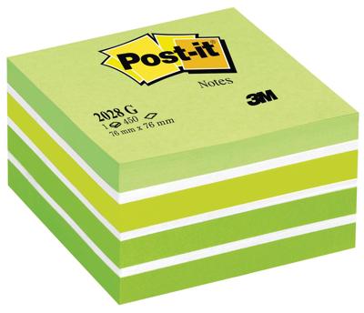 Memoblok Post-it 2028 76x76mm kubus pastel groen Memoblok Post-it 2028 76x76mm kubus pastel groen