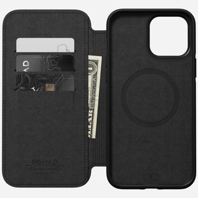 Nomad Modern Horween lederen folio iPhone 13 Pro Max - Black