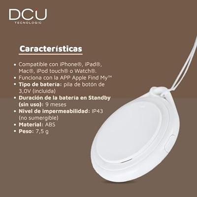 DCU TECNOLOGIC - Locator - Anti-verlies Tracker - Object Finder - Compatibel met Apple - Vervangbare batterij, kleur: Wit