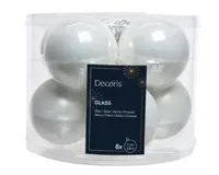 Decoris kerstballen Glas 8st winterwit 7cm - thumbnail