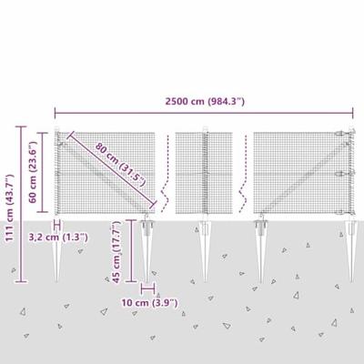 VidaXL Afrasteringspaal grijs 25 x 0,6 m (16 x 16 mm gaas)