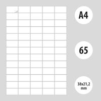 OFFICE products etiketten, wit, rechte hoeken, 100 vel, 38 x 21,2 mm, 65 etiketten per vel - thumbnail