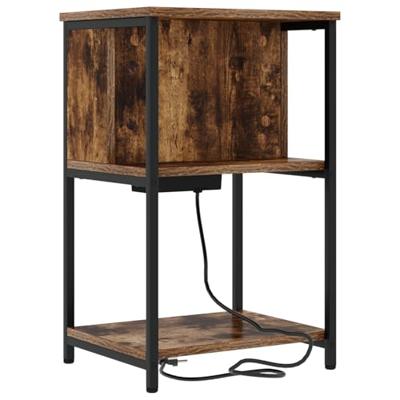 Nachtkastje 2 pcs Gerookt eiken 38 x 31 x 61 cm Bewerkt hout