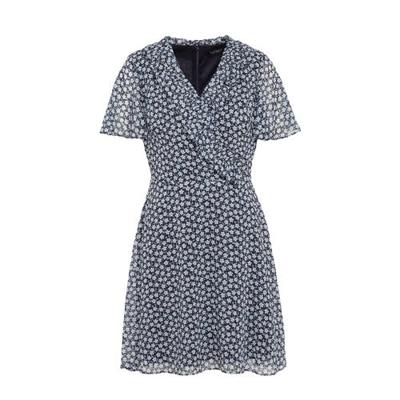 Lauren Ralph Lauren gebloemde overslagjurk Cleann blauw