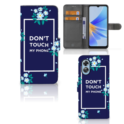 OPPO A17 Portemonnee Hoesje Flowers Blue DTMP | Portemonnee hoesje OPPO A17 Portemonnee Hoesje Flowers Blue DTMP | Portemonnee hoesje