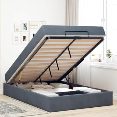 Bedframe met matras met opslag Donkergrijs 120 x 190 cm Fluweel