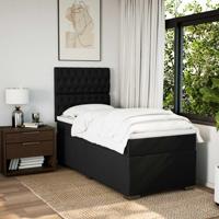 Boxspring met matras stof zwart 140x190 cm - thumbnail