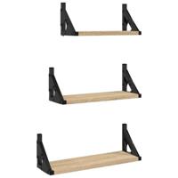 3-delige Wandschappenset bewerkt hout sonoma eikenkleurig - thumbnail